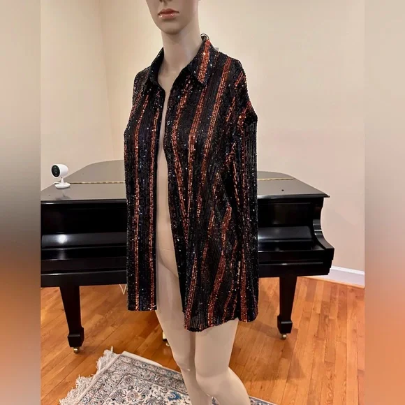 NWT Zara Luxury Party Blogger’s and Celebrity Favorite Sequin Shirt/Top